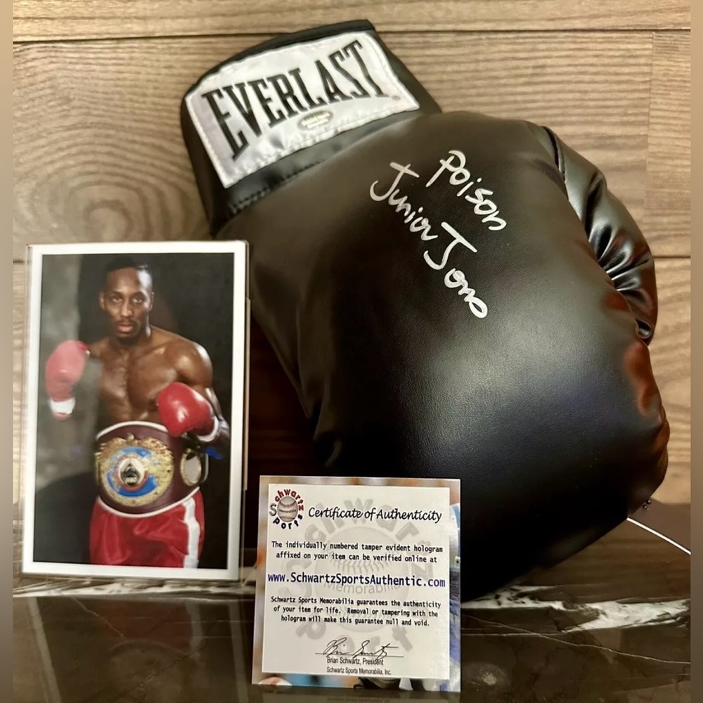 Junior Jones Signed Black Right Everlast Boxing Glove | Inscribed “Poison” | COA